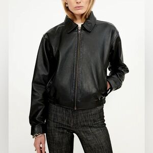 SOLD Musier Fresca Bomber Jacket in Black Leather Size 34